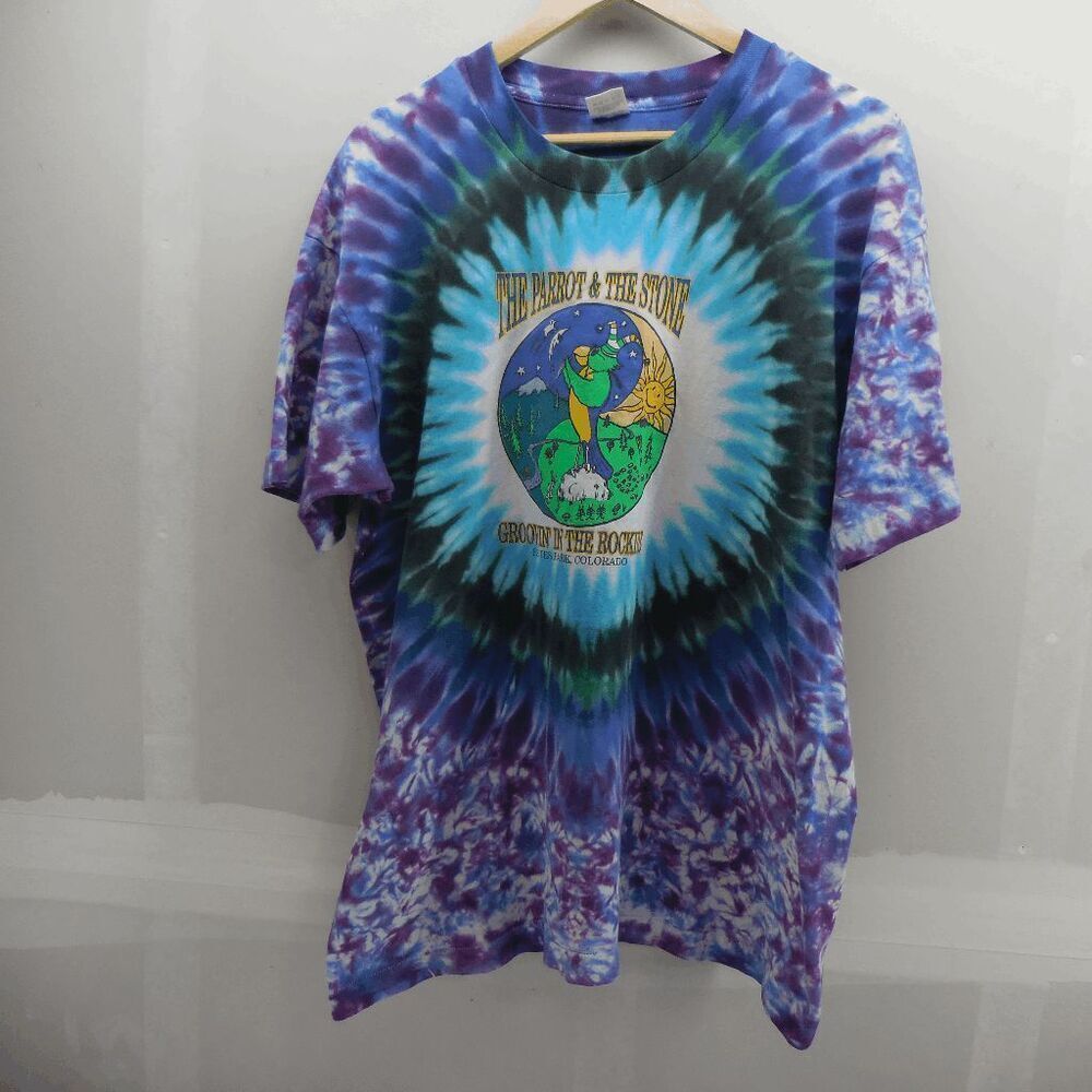 VTG The Parrot & The STone Tye Died Vintage 90s FOTL Estes Park Bar 90s Size XL - Picture 3 of 4
